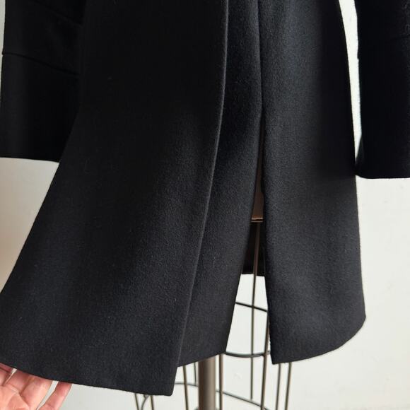 ANNE FONTAINE Armanda Black Wool Pea Coat - Picture 7 of 12